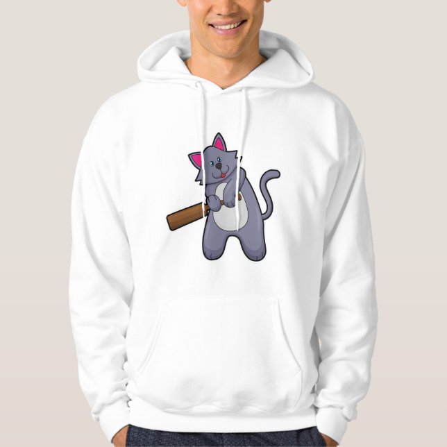 Moletom Gato no críquete com taco de críquete (Frente)