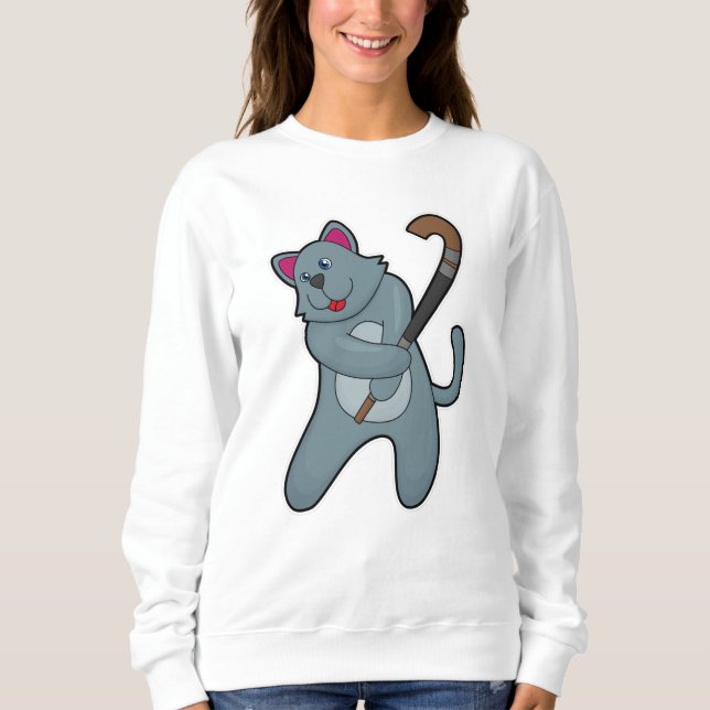 Moletom Gato no Hockey com Taco de Hóquei (Frente)