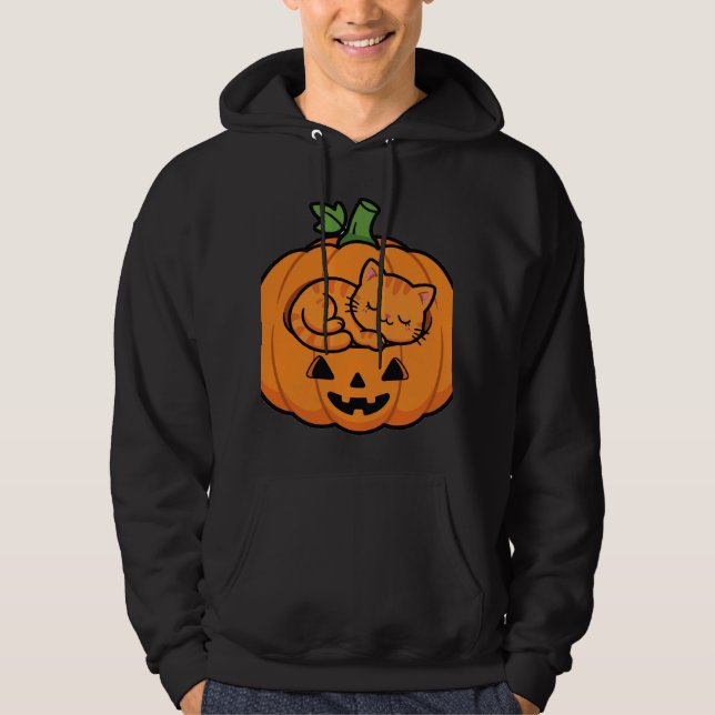 Moletom Gato no Jack O Lantern Halloween (Frente)