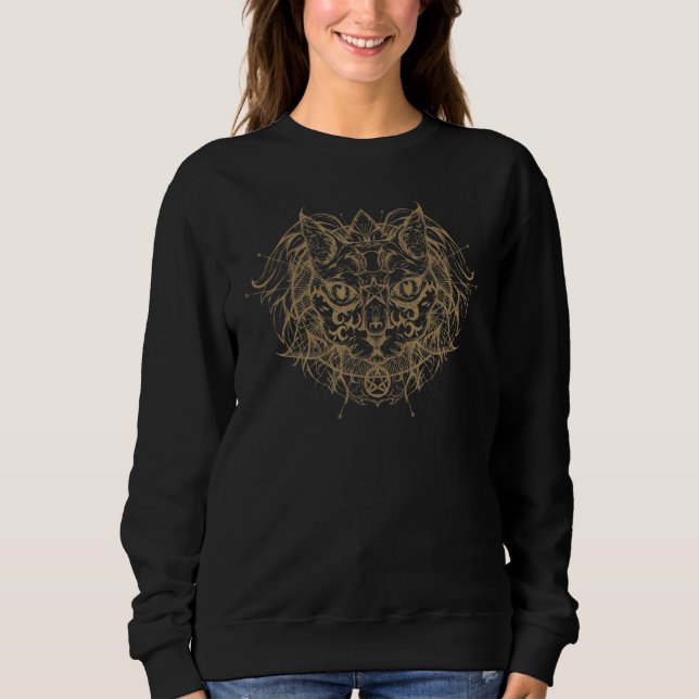 Moletom Gato Pagan Bruxa Wicca Fases Da Lua Do Wiccan Góti (Frente)