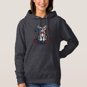 Moletom Gato Patriótico Vermelho Branco e Meow Design Vint