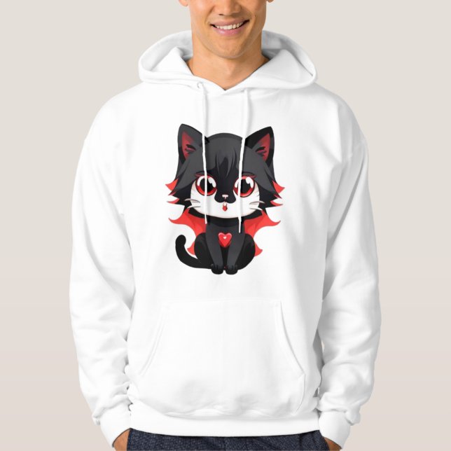Moletom Gato preto com cor vermelha (Frente)