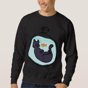 Moletom Gato Preto Com Peixe