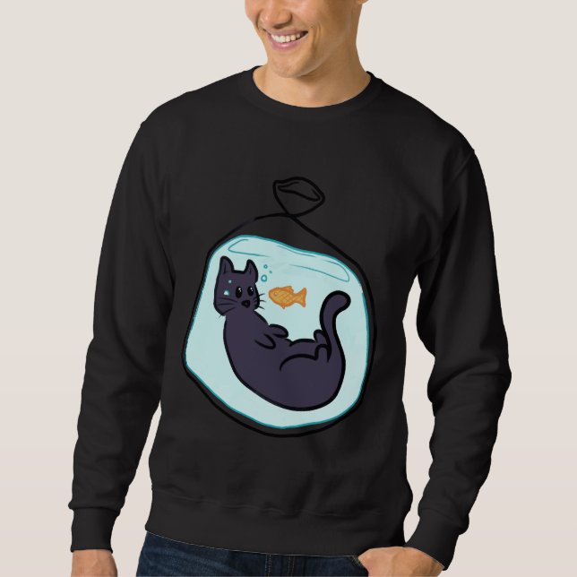 Moletom Gato Preto Com Peixe (Frente)