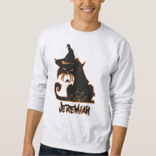 Moletom Gato Preto de Halloween Bruxa Aranhas Assustadoras