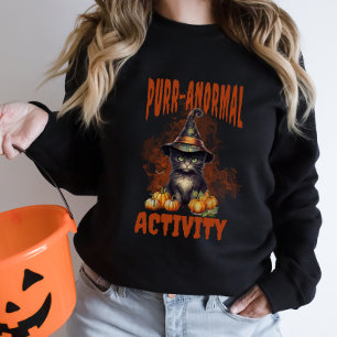 Moletom Gato Preto do Halloween Purr-anormal Pumpkin Spook