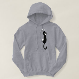 Moletom Gato Preto e Branco Seguindo   Engraçado Tuxedo Ca