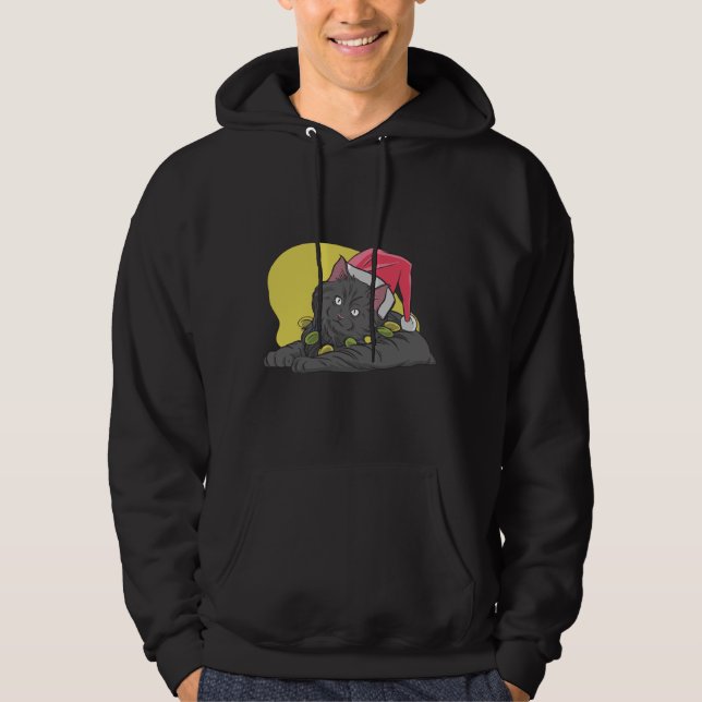 Moletom Gato Preto Engraçado de Natal (Frente)