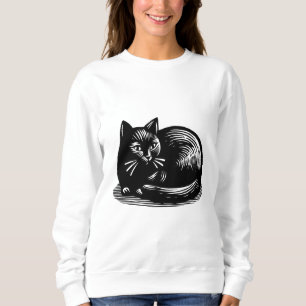 Moletom Gato Preto Estilo Xilogravura