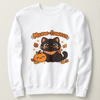 Moletom Gato Preto Fofo Abóbora Meow-loween