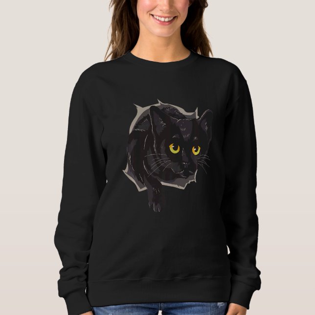 Moletom Gato preto fofo com olhos amarelos   (Frente)