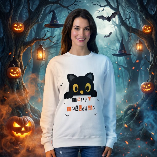 Moletom Gato Preto Fofo de Halloween (Criador carregado)