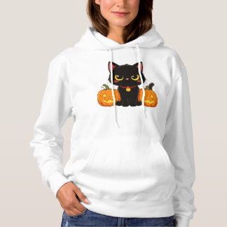 Moletom Gato Preto Fofo e Abóboras Halloween