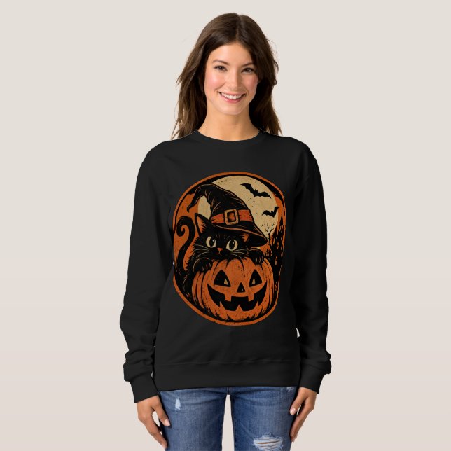 Moletom Gato preto Halloween  (Frente Completa)