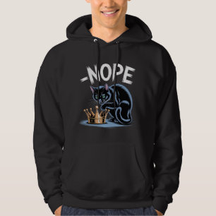 Moletom Gato Preto Sassado com Coroa e Citação "NOPE"