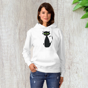 Moletom Gato Preto Silhueta de Halloween com Olhos Verdes 
