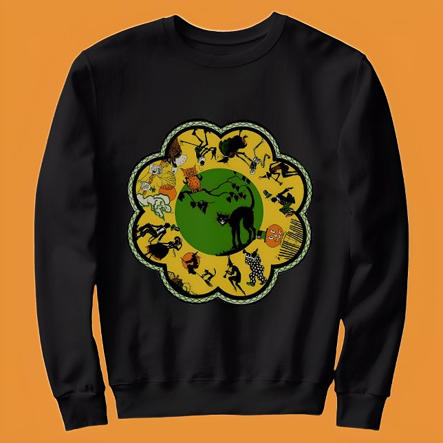 Moletom Gato Preto Vintage de Halloween Vintage (Criador carregado)