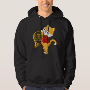 Moletom Gato Que Goza Do Instrumento Musical Horn1 Francês