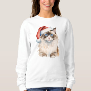 Moletom Gato Ragdoll de Natal Aquarela