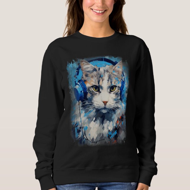 Moletom Gato Rave EDM Desajeitado Fone de Ouvido (Frente)