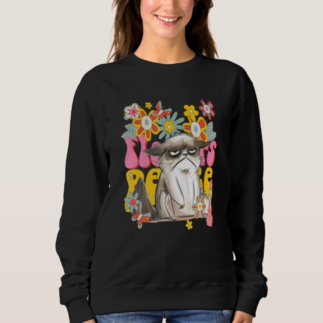 Moletom Gato Retro Vibração 60S 70S Flores Sinal de Paz Vi (Frente)