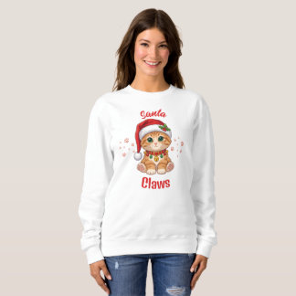 Moletom Gato Ruivo Engraçado com Chapéu de Papai Noel no N