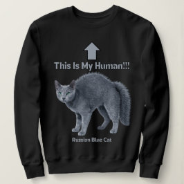 Moletom Gato Russo Azul Engraçado – Este é o Meu Humano