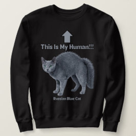Moletom Gato Russo Azul Engraçado – Este é o Meu Humano