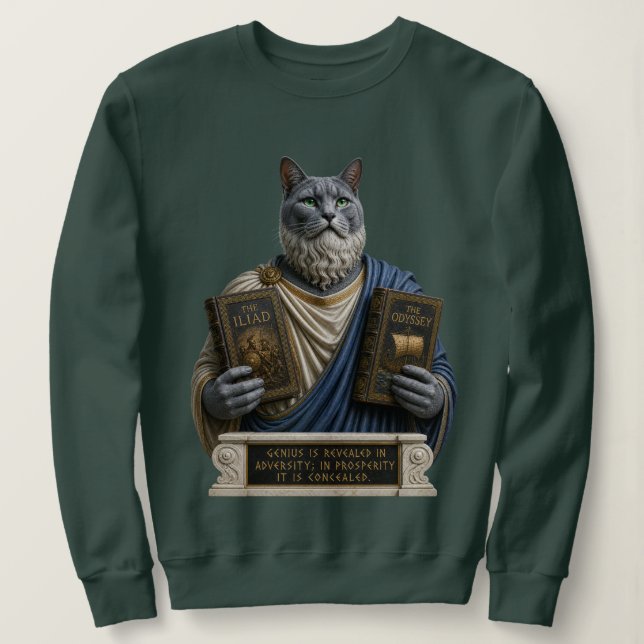 Moletom Gato Russo Azul Homero (Frente do Design)