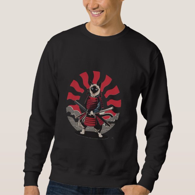 Moletom Gato Samurai Destemido Com Katana (Frente)