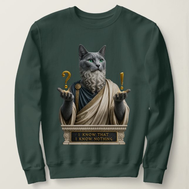 Moletom Gato Socrates Azul Russo (Frente do Design)
