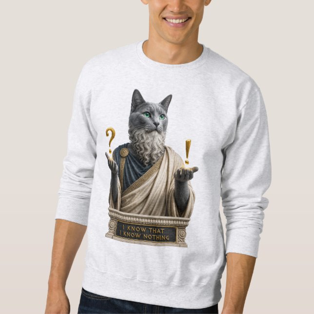 Moletom Gato Socrates Azul Russo (Frente)