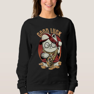 Moletom Gato Sortudo Maneki Neko Triste Estética Ousada Ro