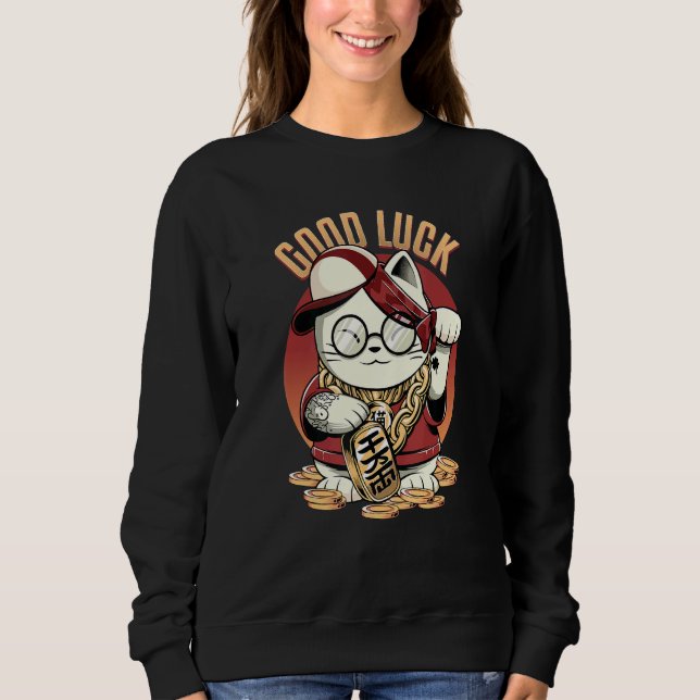 Moletom Gato Sortudo Maneki Neko Triste Estética Ousada Ro (Frente)