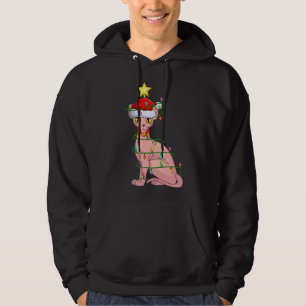 Moletom Gato Sphynx Cat Lighting Xmas Tree Matando Sphynx
