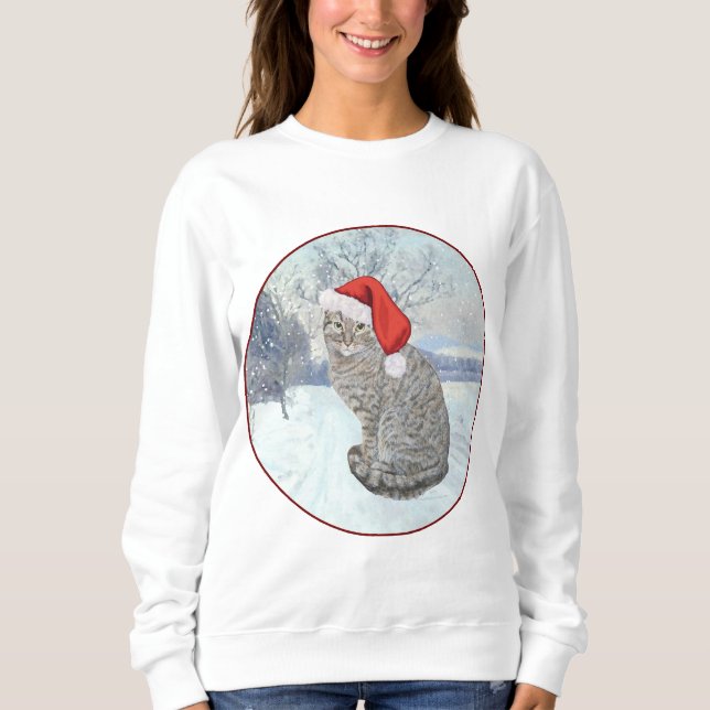 Moletom Gato Tabby de Natal Nevado (Frente)