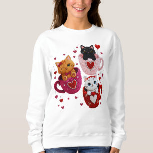 Moletom Gato Tricô de São Valentim PNG Clipart