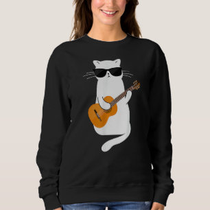 Moletom Gato vestindo óculos de sol tocando guitarrista