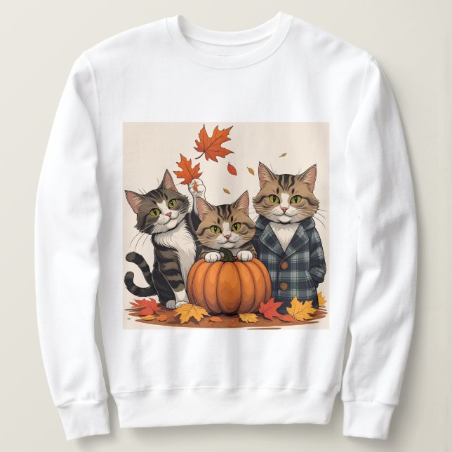 Moletom Gatos curiosos - Outono Aconchegante (Frente do Design)
