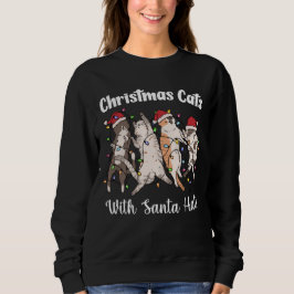 Moletom Gatos de Natal com Chapéus de Papai Noel Fofos e D