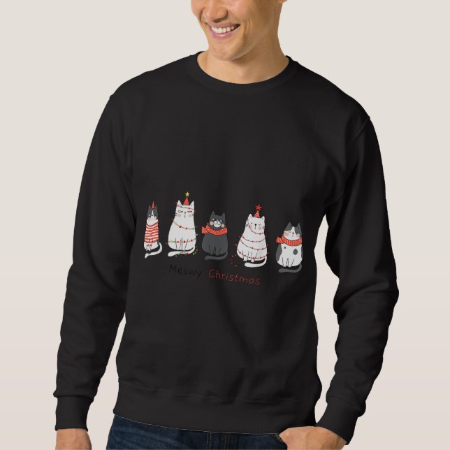 Moletom Gatos de Natal Engraçados - Compatível com a Famíl (Frente)