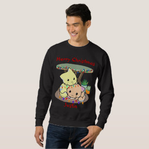 Moletom Gatos de natal no tapete, nome personalizado