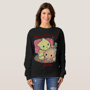 Moletom Gatos de natal no tapete, nome personalizado