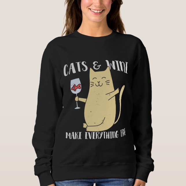 Moletom Gatos De Vinho E Vinho Fazem Tudo Bem (Frente)