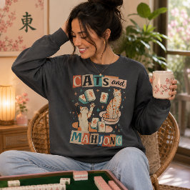 Moletom Gatos e Diversão com Mahjong