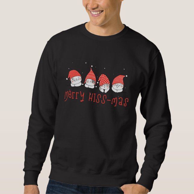 Moletom Gatos Engraçados, camisola de Natal, fofo, Sweater (Frente)