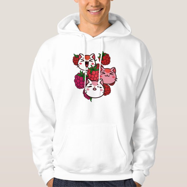 Moletom Gatos Kawaii Fofos com Frambosas (Frente)