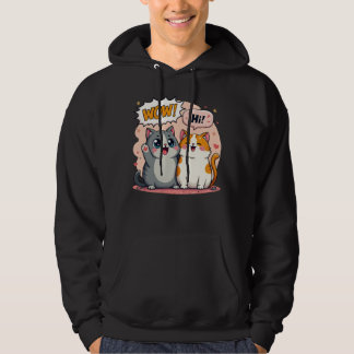 Moletom Gatos Kawaii Fofos Quadrinhos Dizendo Wow e Oi Mol