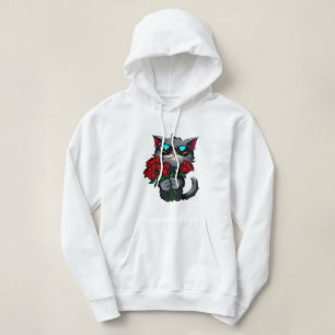Moletom Gatos legal Com Amor De Flores Rosas vermelhas