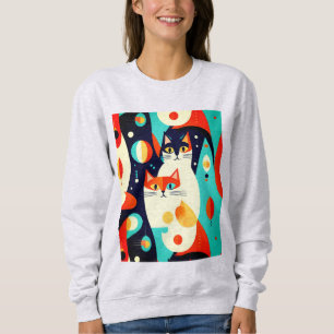 Moletom Gatos modernos do século médio num fundo Abstrato